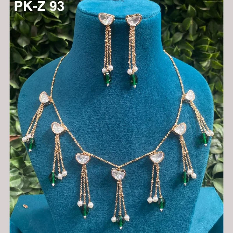 Amoliya Jewels Gold Plated Polki Kundan Stone And Pearls Necklace Set