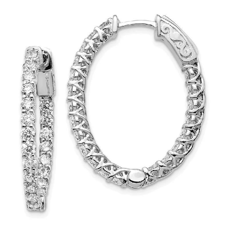 14k White Gold Lab Grown Diamond Hoop Earrings ( Clarity- SI1-SI2, Color- G-H)