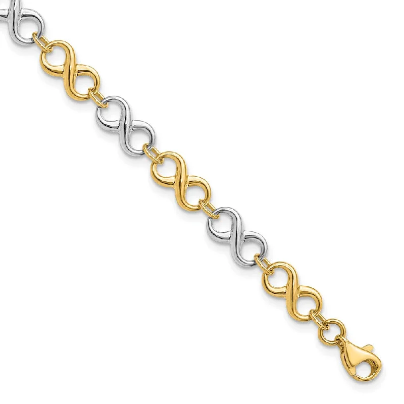 14k Two Tone Gold, 5mm Figure-8 Chain Link Bracelet, 7.25 Inch