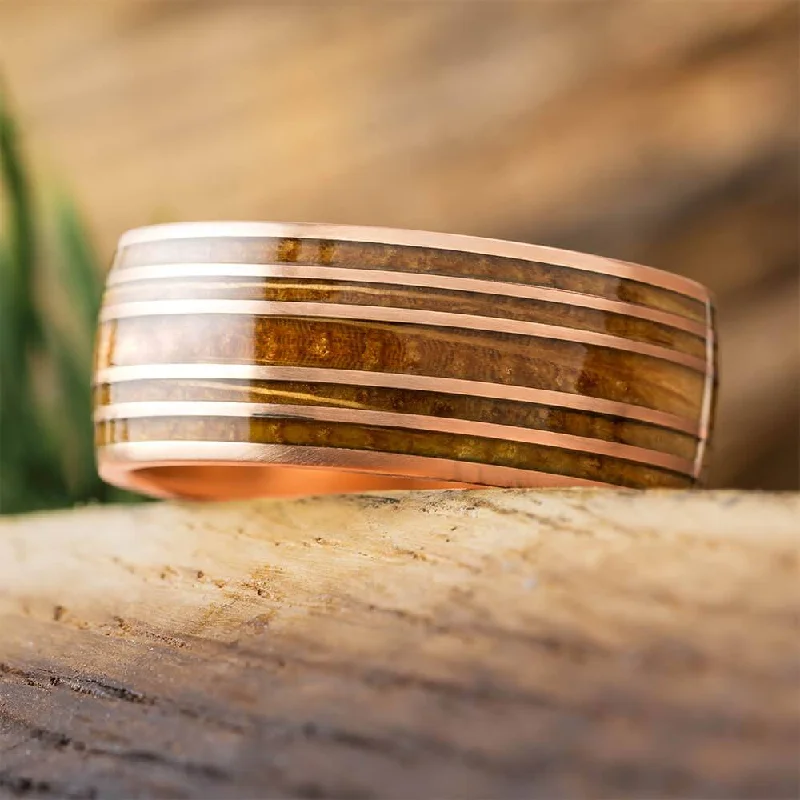 Men's Whiskey Barrel Wedding Band in Rose Gold