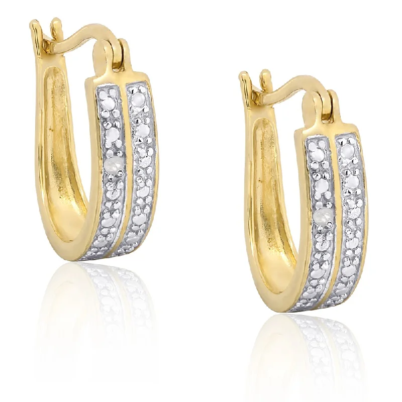 Finesque Gold Over Sterling Silver Diamond Accent Hoop Earrings