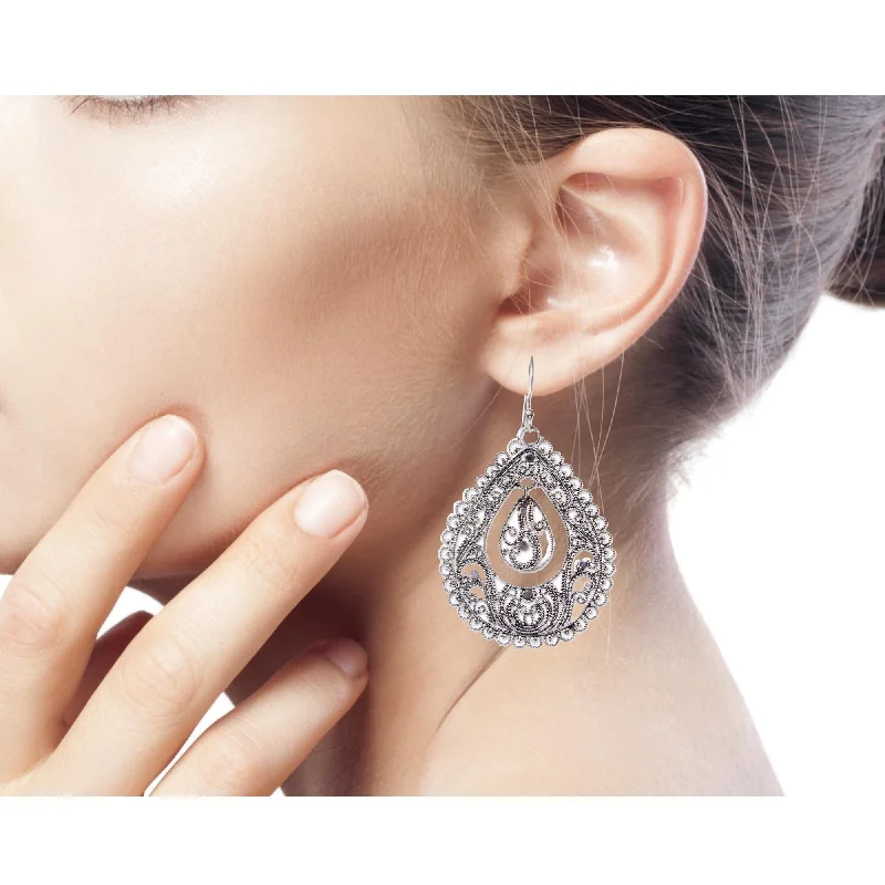 Sterling Silver Filigree Earrings, 'Water' (Indonesia)