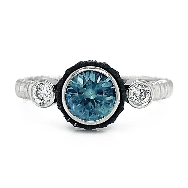 Montana Sapphire & Diamond Ring - "Icy Chroma"