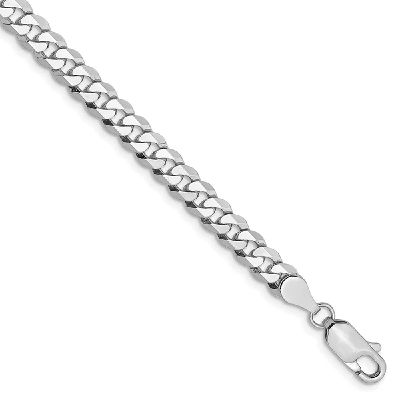 4.75mm, 14k White Gold, Flat Beveled Curb Chain Bracelet