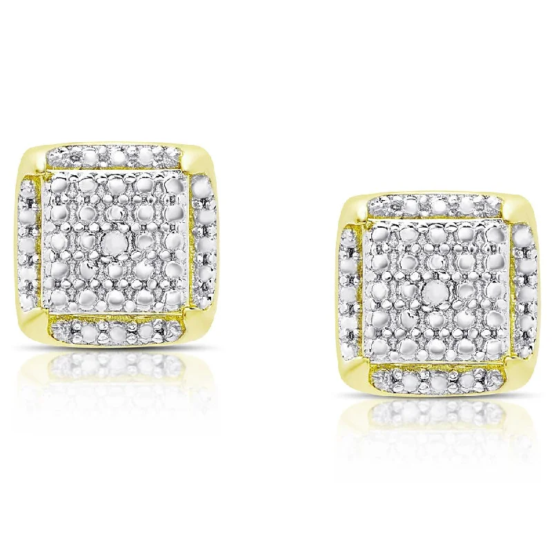 Finesque Gold Over Sterling Silver Diamond Accent Square Stud Earrings - White