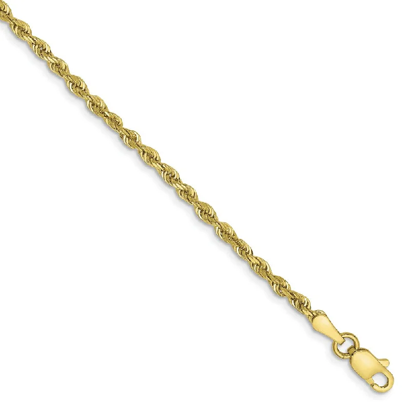 2.25mm 10k Yellow Gold D/C Quadruple Rope Chain Bracelet