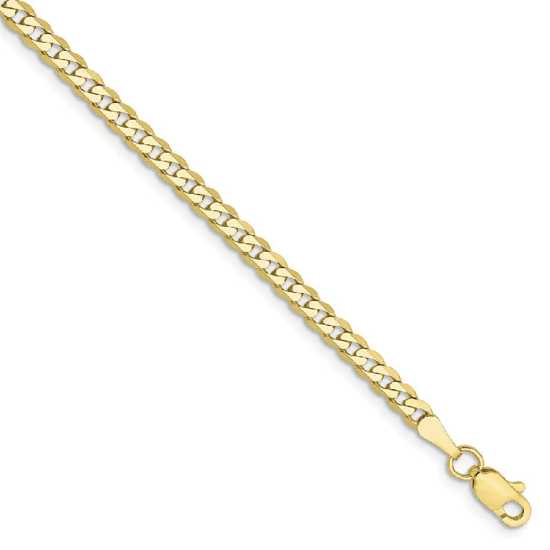 2.9mm 10k Yellow Gold Flat Beveled Curb Chain Bracelet