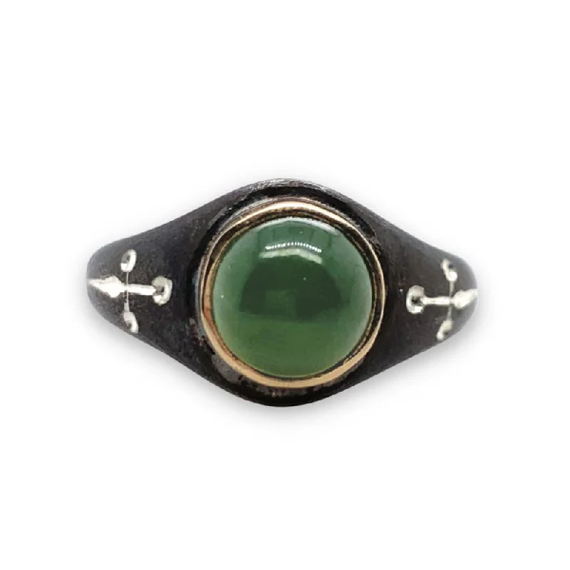 Sterling Silver & Gold Jade Ring - "Sherwood"