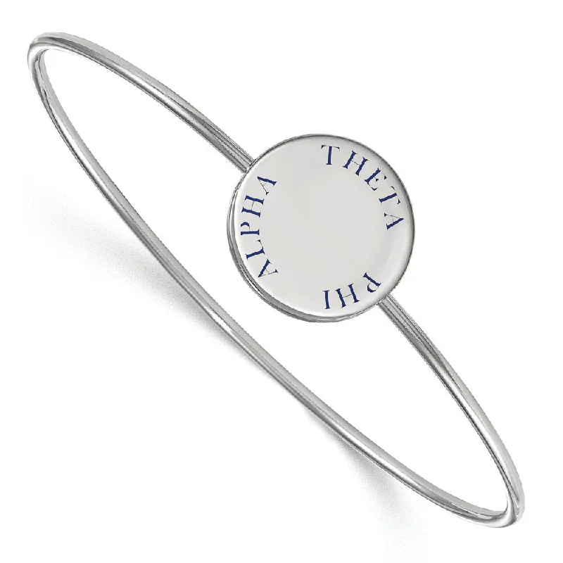 Sterling Silver Theta Phi Alpha Enamel Blue Letters Bangle - 6 in.