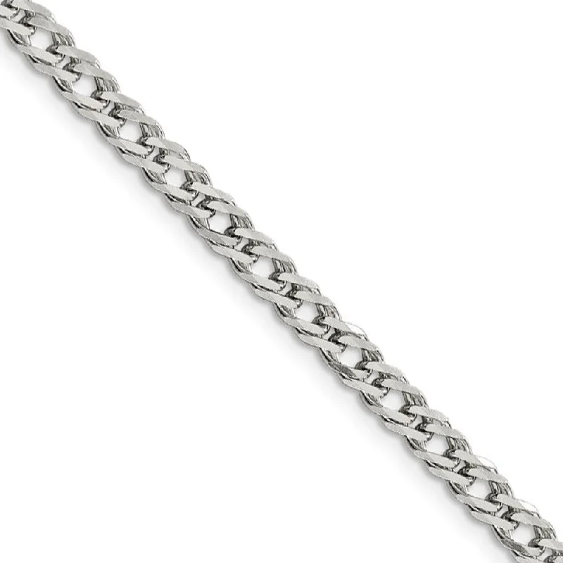 4.25mm Sterling Silver Diamond Cut Rambo Flat Curb Chain Bracelet