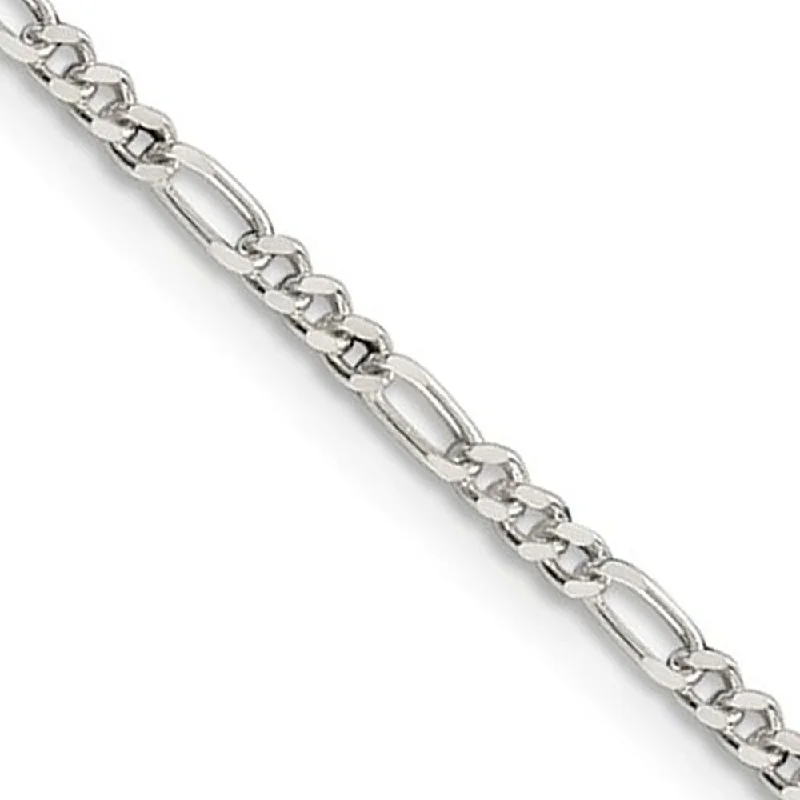 2.25mm Sterling Silver, Solid Figaro Chain Bracelet