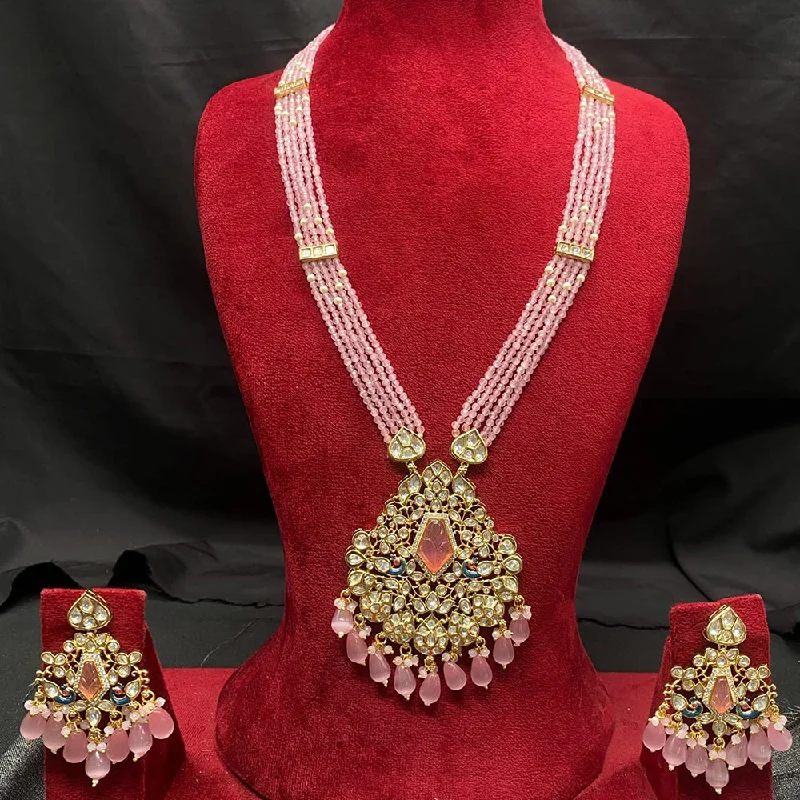 Amoliya Jewels Gold Plated Polki Kundan And Beads Necklace Set