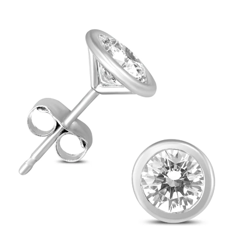 Marquee 1/2 Carat TW Bezel Diamond Solitaire Earrings in 14K White Gold