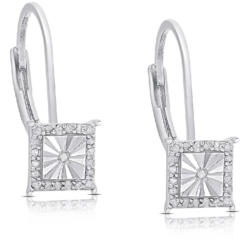 Finesque Sterling Silver 1/4ct TDW Diamond Miracle Plate Dangle Earrings (I-J, I2-I3)