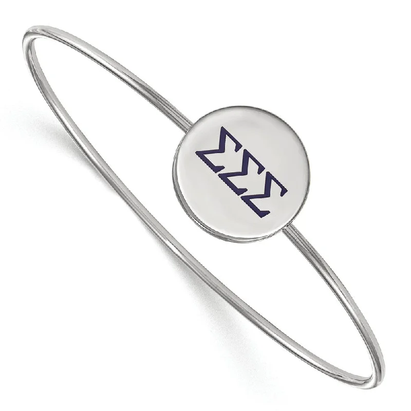 Sterling Silver Sigma Sigma Sigma Enamel Greek Letters Bangle - 7 in.