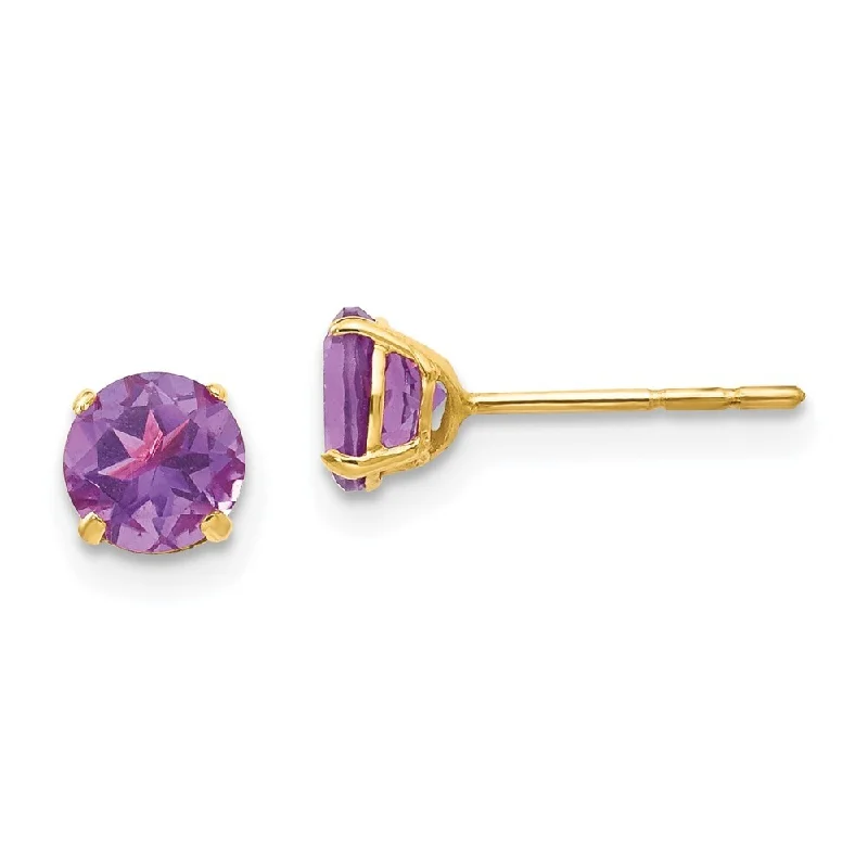 14k Yellow Gold Round Gemstone Stud Earrings (L-5 mm, W-5 mm)