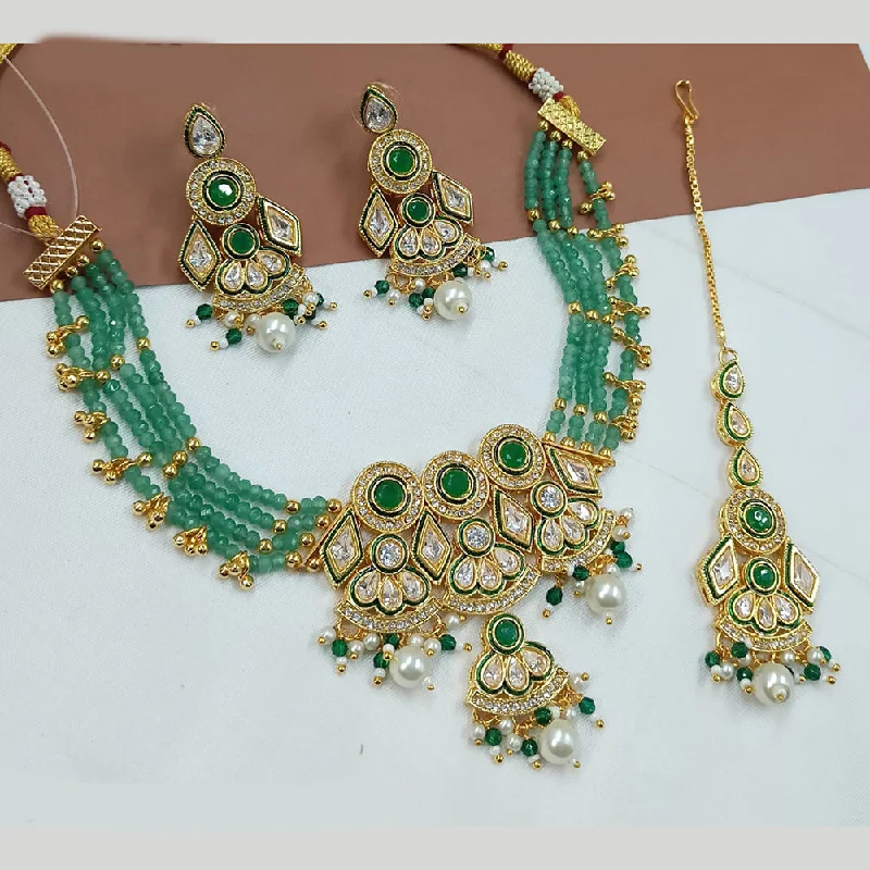 Padmawati Bangles Gold Plated Crystal Stone And Pearls Choker Necklace Set