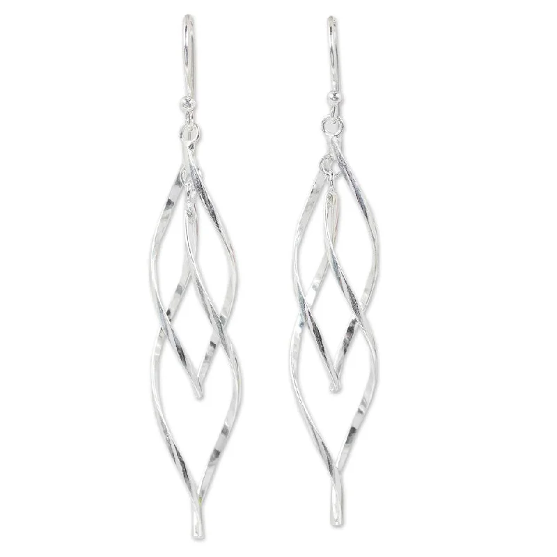 Sterling Silver 'Ribbon Helix' Earrings - 2.4L*0.4W