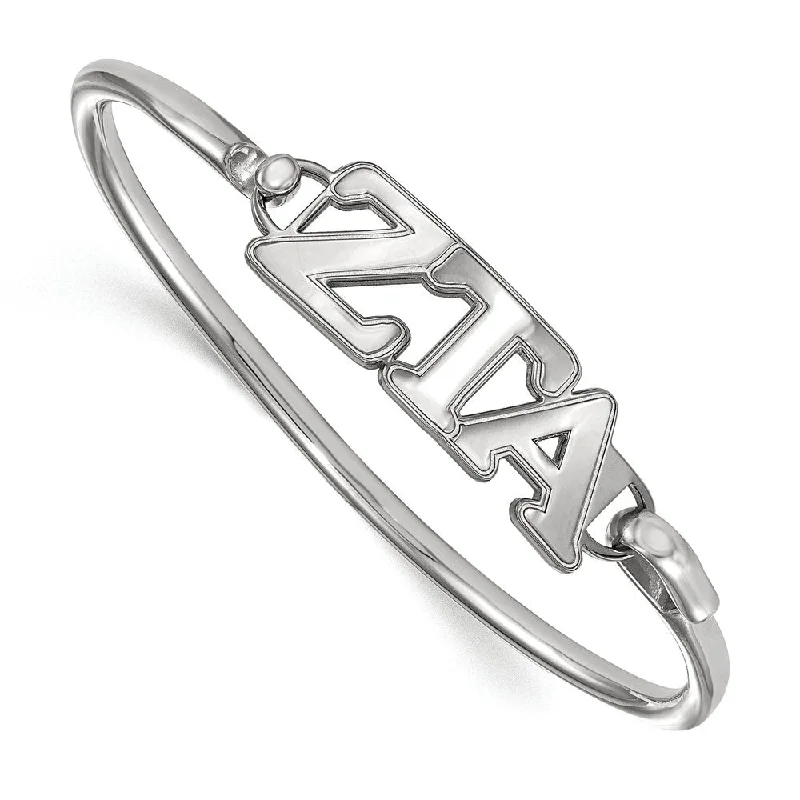 Sterling Silver Zeta Tau Alpha Small Clasp Bangle - 8 in.