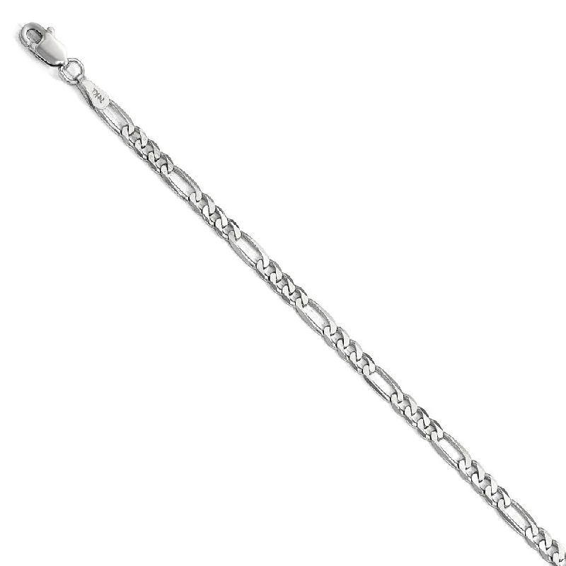 3mm 14k White Gold Flat Figaro Chain Bracelet