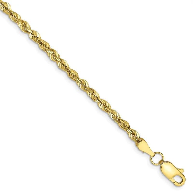 2.75mm, 10k Yellow Gold Lightweight D/C Rope Chain Bracelet