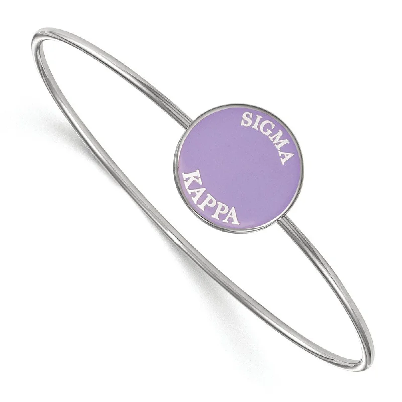 Sterling Silver Sigma Kappa Purple Enamel Bangle - 7 in.