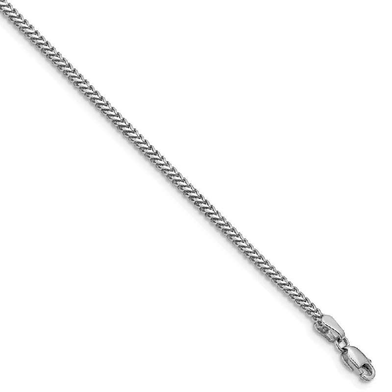 1.5mm, 14k White Gold, Solid Franco Chain Bracelet, 7 Inch