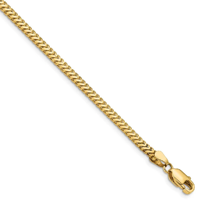 2.25mm 14k Yellow Gold Solid Franco Chain Bracelet