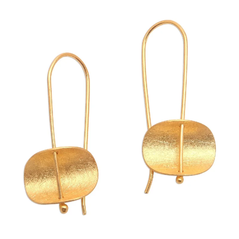 NOVICA Urban Minimalism, Gold plated sterling silver drop earrings - 1.3*0.8