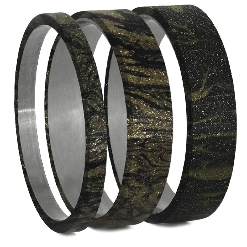 Black & Gold Mokume Gane Inlay Components for Modular Rings