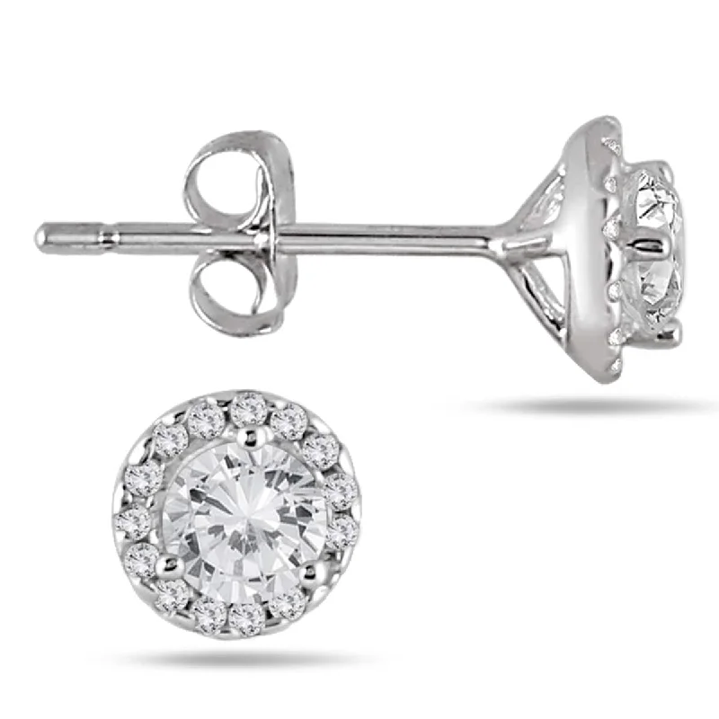 Marquee 5/8 Carat TW Diamond Halo Earrings in 14K White Gold