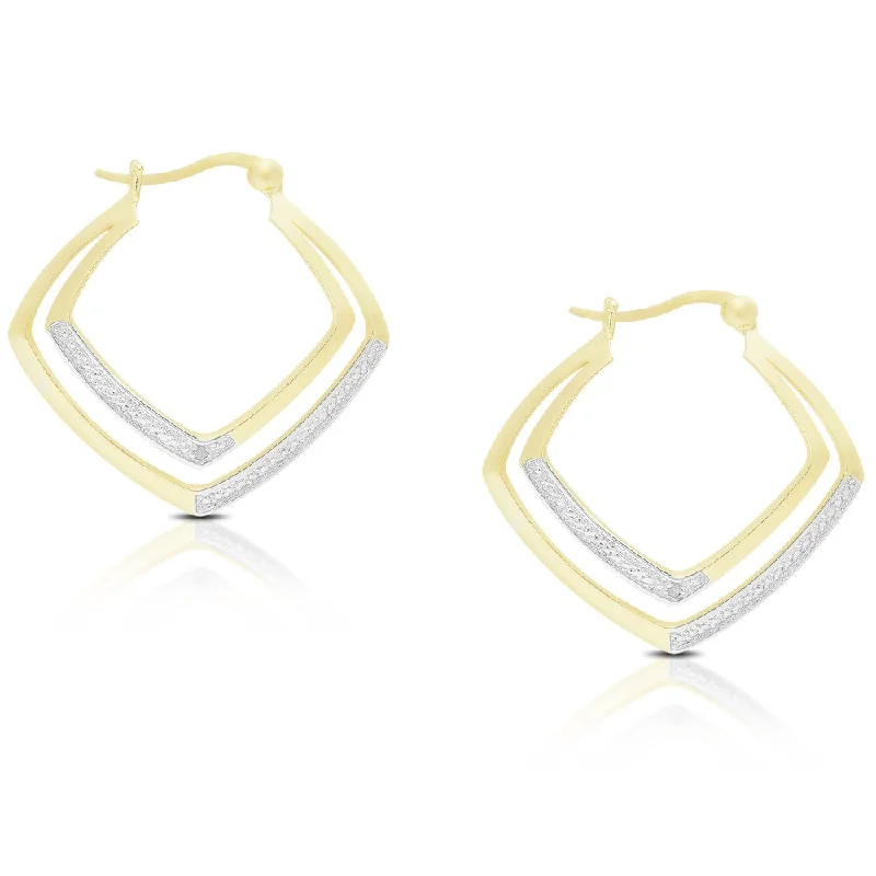 Finesque Gold Over Sterling Silver Diamond Accent Double Hoop Earrings