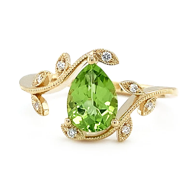 Yellow Gold and Peridot Vine Ring - "Fairy Isle"