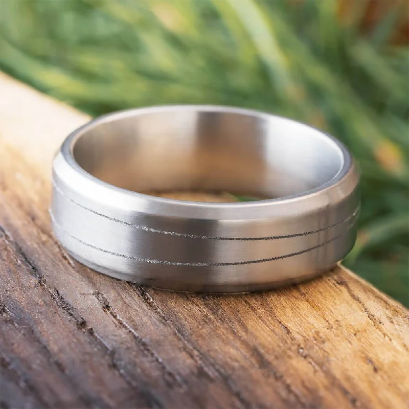 Engraved Titanium Wedding Band for Men