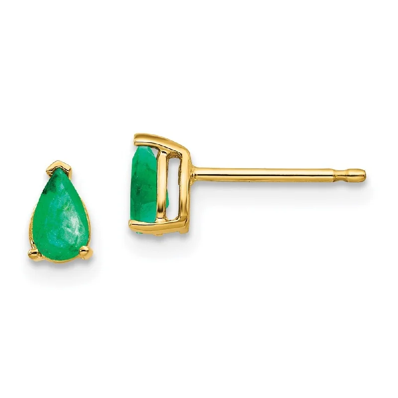 14k Yellow Gold Gemstone Earrings (L-6 mm, W-3 mm)