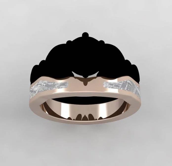 Rose Gold Women's Wedding Band with Gibeon Meteorite