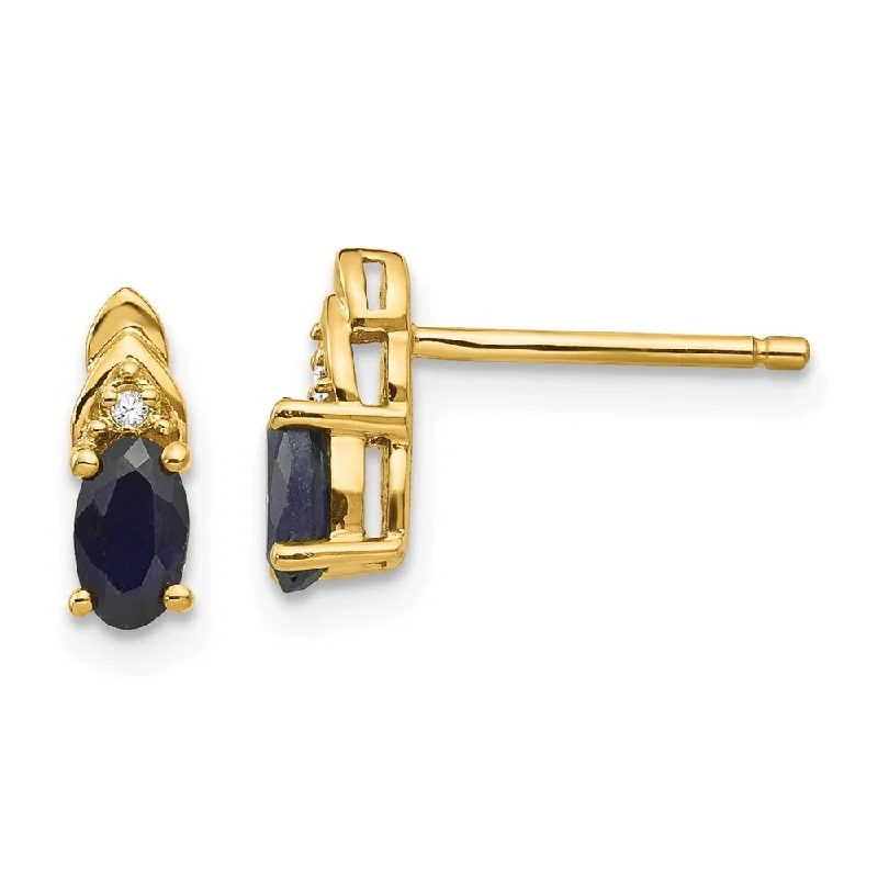 14k Yellow Gold Diamond And Gemstone Earrings (L-9 mm, W-4 mm)