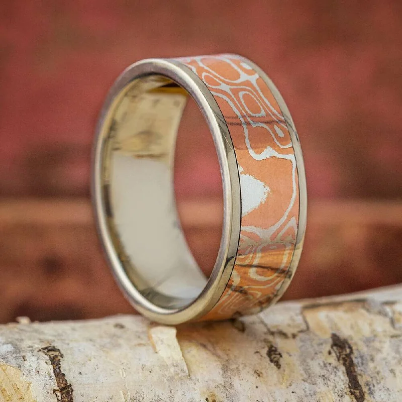 Copper & Silver Mokume Wedding Band in Gold