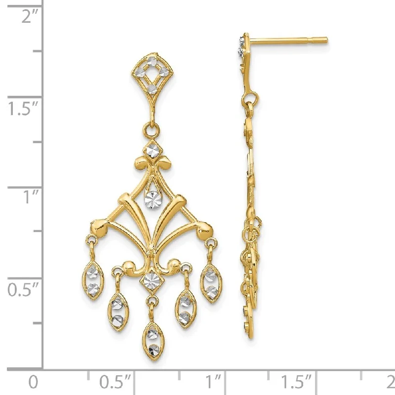 Diamond2Deal 14K Yellow Gold Rhodium-Plated Chandelier Style Dangle Earrings (L-37.7 mm, W-37.7 mm)