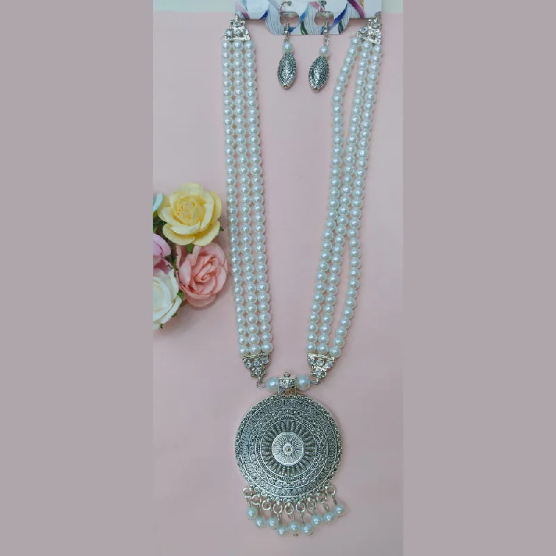 Manisha Jewellery Oxidised Plated Pearl Long Necklace Set