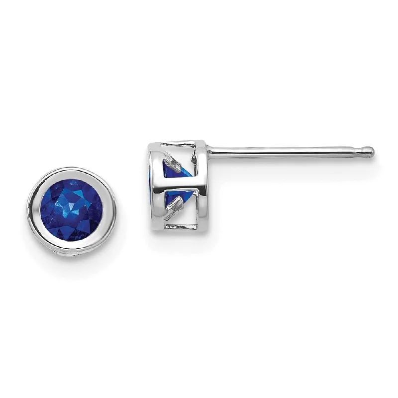 14k White Gold September Gemstone Stud Earrings (L-4 mm, W-4 mm)