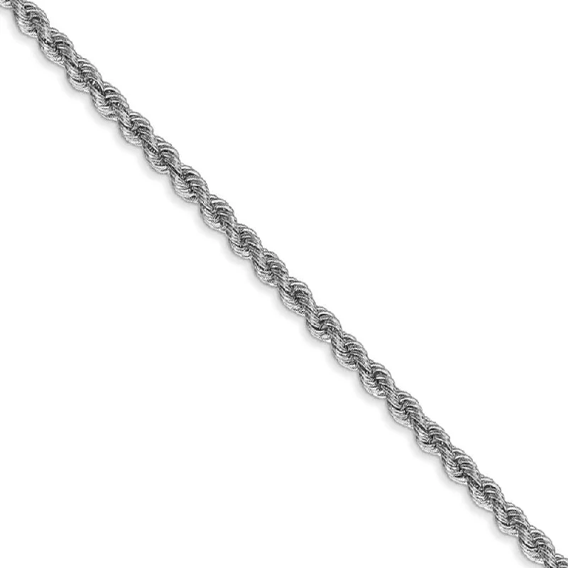 2.5mm, 14k White Gold, Handmade Solid Rope Chain Bracelet