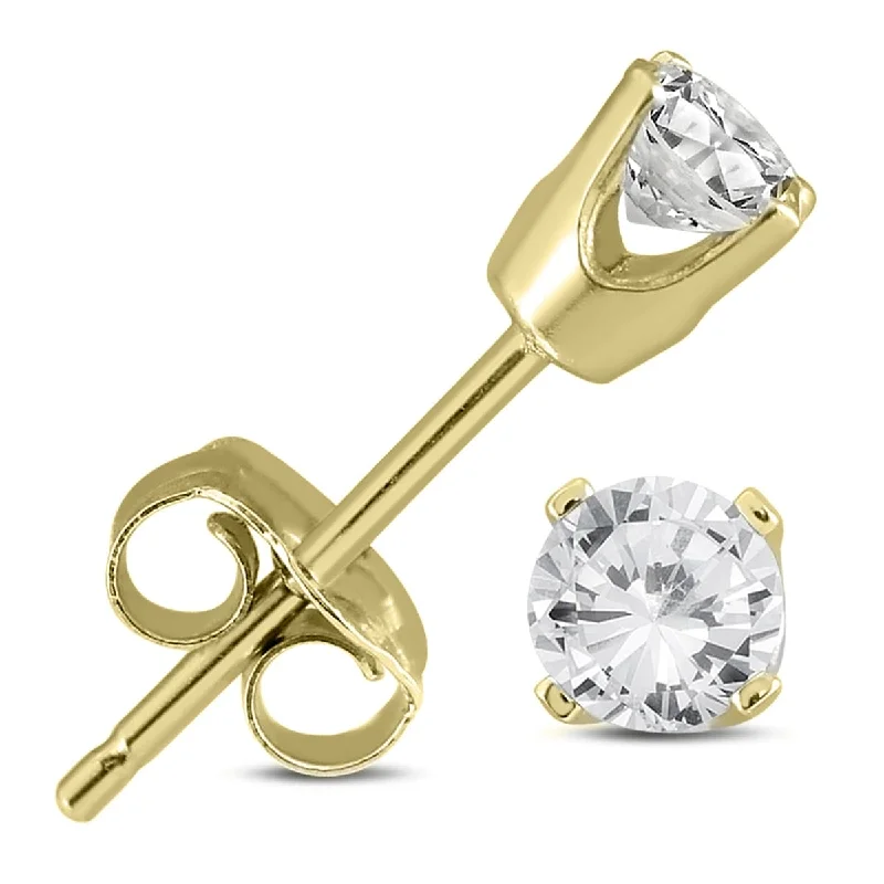 Marquee 1/4 Carat TW Certified Round Diamond Solitaire Stud Earrings in 14K Yellow Gold (K-L Color, I2-I3 Clarity)