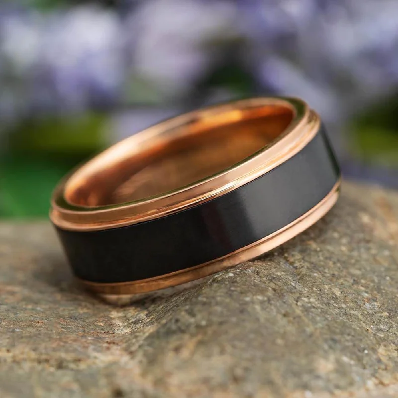 Elysium Ring with 14k Rose Gold Edges