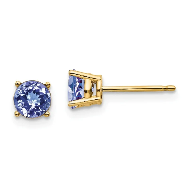 14k Yellow Gold Tanzanite Earrings (L-5 mm, W-5 mm)