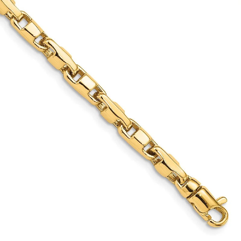 4mm 14K Yellow Gold Fancy 3D Anchor Chain Bracelet