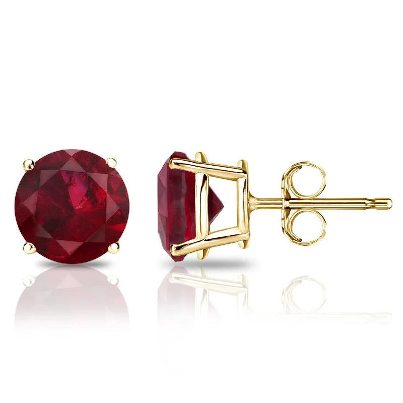 Auriya 14k Gold 3/5ctw Red Ruby Gemstone Stud Earrings