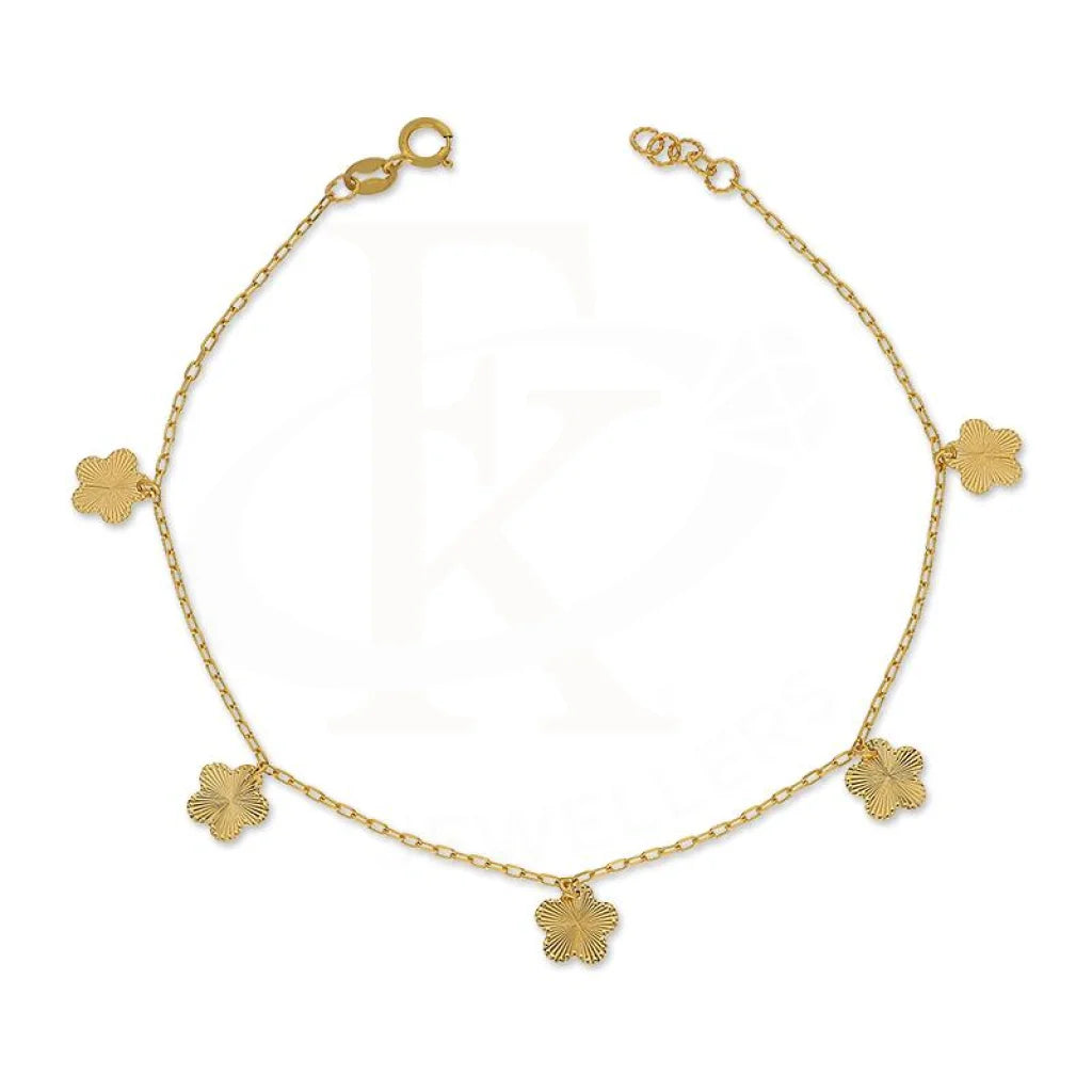 Gold Hanging Flower Shaped Bracelet 21KT - FKJBRL21K2953