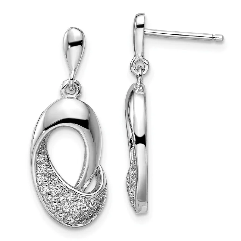 925 Sterling Silver Cubic Zirconia and Brilliant Embers Dangle Earrings (L-23 mm, W-10 mm)