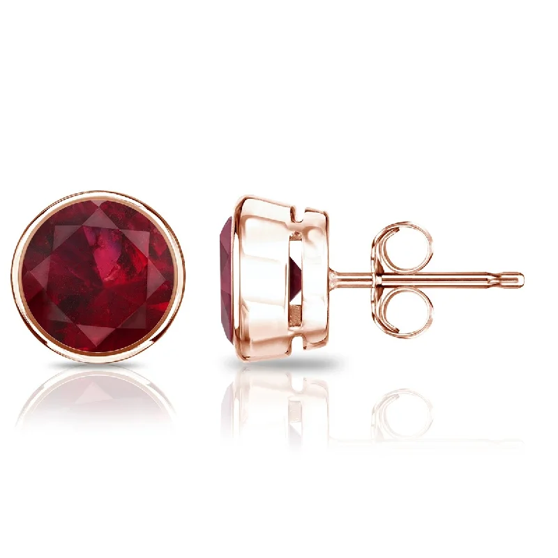 Auriya 14k Gold 3/4ctw Bezel-set Ruby Gemstone Stud Earrings